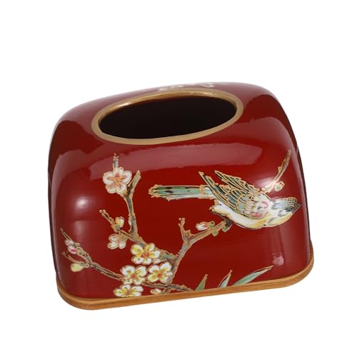 Healifty Porta Fazzoletti in Ceramica Con Coperchio Scatola Per Fazzoletti Decorativa Elegante in Porcellana Per Soggiorno Sala Da Pranzo Con Motivo Tradizionale Cinese