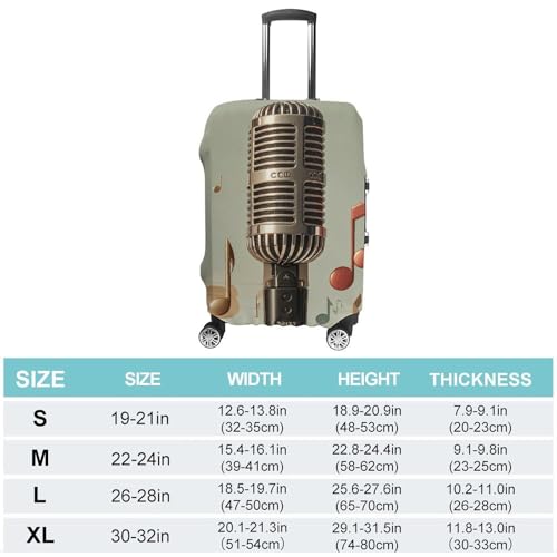 Carry on Luggage Cover Microphone with Music Note Suitcase Covers for Luggages Tsa Approved Travel Luggage Sleeve Protector Elastic Suitcase Protector Anti-Scratch Washable Fits 19-30 Inch Case -S2