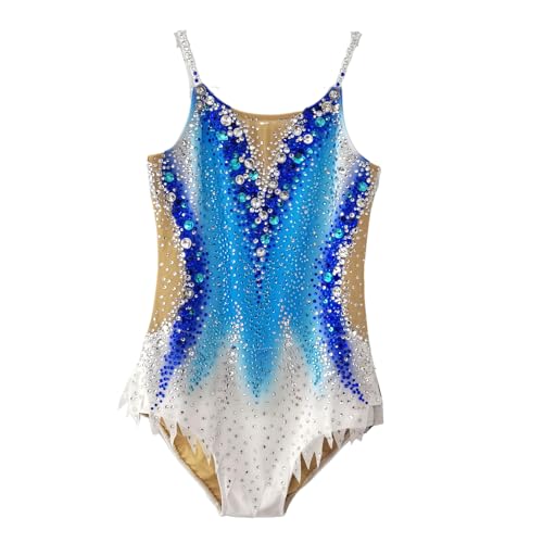 LIUHUO Rhythmic Gymnastics Leotards Fashionable Comfortable Blue Elegant Stylish Strap style