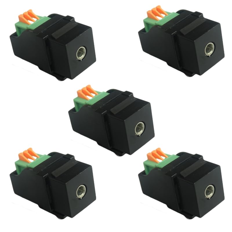 5 stereo 3.5 audio module sockets plugged into mono dual channel mini adapter connectors for wall panel (black) for wiring