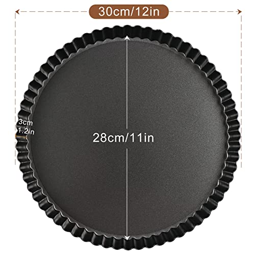 Sinnsally Quiche Pan,30cm Flan Tins with Loose Base,Fluted Tart Tin Flan Case Tin Removable Loose Bottom,Mini Tart Mould Tins for Baking,Pie Dish Round Deep Dish - Image 3