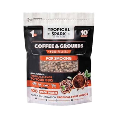 Tropical Spark Wood Pellets | Perfect for BBQ, Smoking, Grilling, Bake, Roast, Braise | Premium 100% All-Natural | Coffee & Grounds Wood | 1 lb. Bag