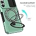 Yarxiawin Phone Case for Samsung S23 with Ring Stand Magnetic Black fits Wireless Charger, Camera Lens Protector Cover for Samsung Galaxy S23 Case Shockproof Anti-Slip (Green)