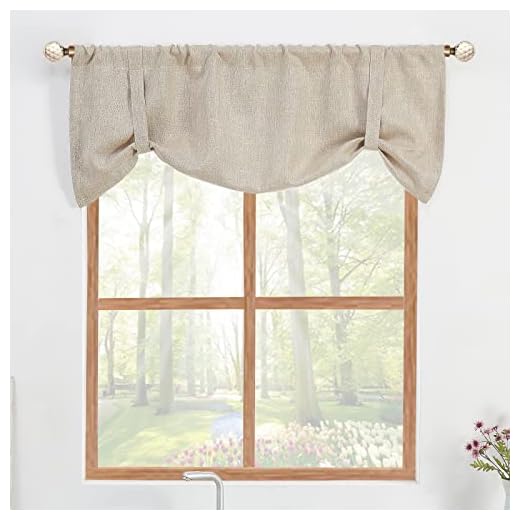 DecoHongDi Pizazzy Blackout Curtain Valance, Beige Tie Up Valance for Window 20 Inch Long，Elegant Burlap Linen Textured Window Treatment for Casual and Formal Rooms - Dark Beige 52 x 20 in 1 Pack