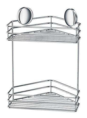 Cestino da Doccia Doppio angolare Modello Design in Acciaio argento inox cromato