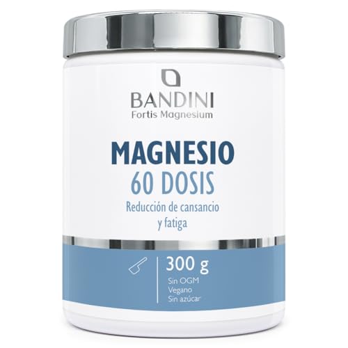 Bandini® MAGNESIO en POLVO Vegano   Contribuye al funcionamiento normal de huesos, músculos y sistema nervioso, Disminuye el cansancio y la fatiga   300g de citrato de magnesium puro (60 dosis)