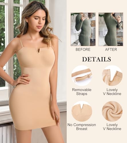 Strapless Shapewear Slips for Under Dresses Full Slip Dress for Women Tummy Control Seamless Slimming Body Shaper4