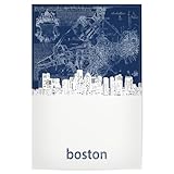 artboxONE Poster 120x80 cm Städte Boston skyline map blue 