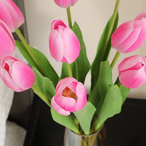 Dallisten 10Pcs Peach Artificial Tulips Silk Flowers, Long Stem And Green Leaves, Fake Flowers Decoration For Vase, Wedding, Party, Kitchen, Office, Home, Bedroom, Table Centerpiece Decor #TOP2
