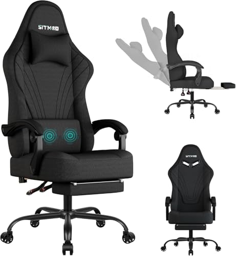 Gaming Chair, Big and Tall Gaming Chairs for Adults with Footrest and Lumbar Support, Comfortable Ergonomic Fabric Computer Chair 400 lbs, 360° Swivel, Height Adjustable Video Gamer Chair, Silla Gamer