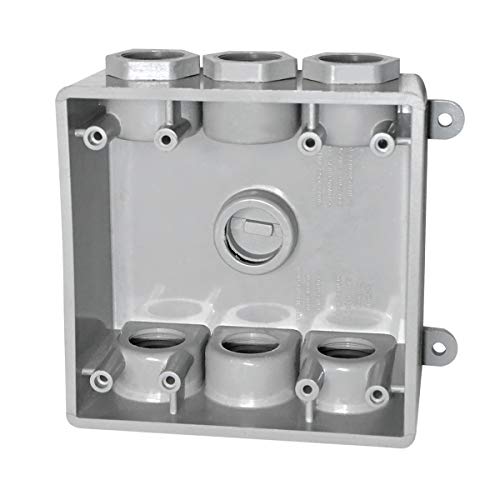 Two-Gang Weatherproof Box 1/2 Inch or 3/4 Inch Exterior Electrical Junction Box, PVC Switch/Outlet Wall Electrical Box, UL Listed