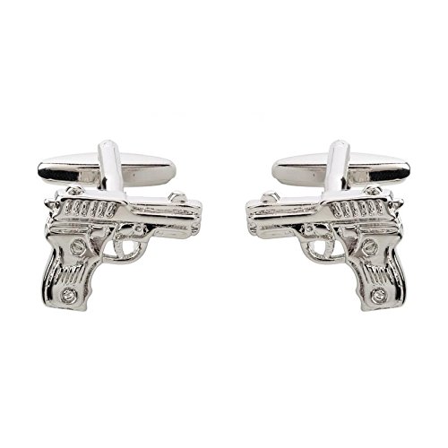 Shining Jewel Silver Plated Pistol Gun Design Fancy Cufflinks For Men (SJ_7072)