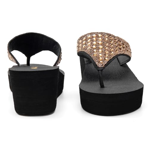Image of MALIDA Womens Wedge Arch Support Flip Flops Cushion Soft Rubber Midsole Platform Thong Sandals with Rubber Sole