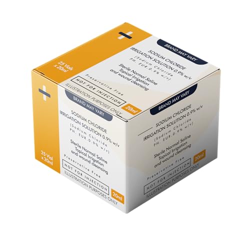 Generic 20ml Saline Eye Wash | Wound Cleansing | Pods Box of 25 x 20ml | Contains Sodium Chloride 0.9% w/v Sterile Non-Toxic Pods for Minor Eye Irritation