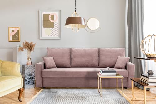 Couch Aikido I 223x90 - mit schlaffunktion - Farben zur Auswahl - modernen Couch - mit Bettkasten - Moderner Cordstoff - Stoff POSO (POSO 022) – Bild 3