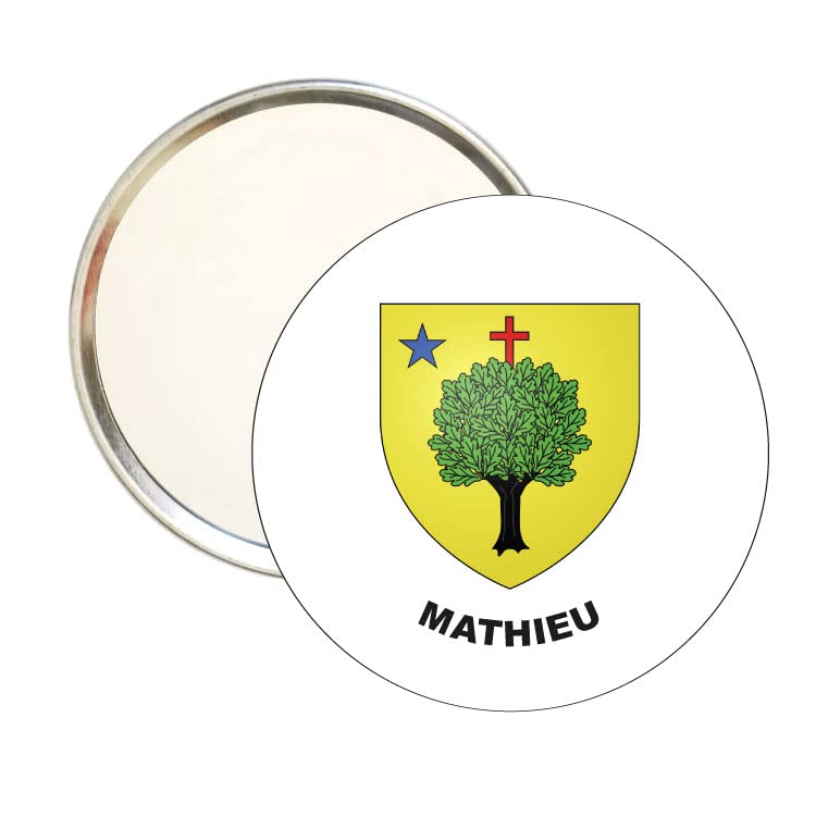 ROUND MIRROR. - HARMONIAL SHIELD MATHIEU BLASONS DES FAMILLES BASQUES - BASQUE COUNTRY