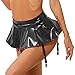 Zaldita Women's Wet Look PVC Leather Skirt Garter Belts Suspender Belt with 4 Straps Metal Clip Black Medium