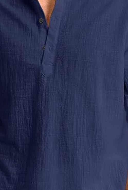 Image of Men's Full Sleeve Beige Color Cotton Blend Mandarin Slim Fit Shirt Style Kurta for Men and Boys
