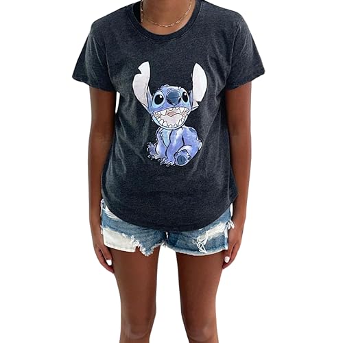 Image of Disney Lilo & Stitch Juniors Graphic T-Shirt - Stitch Tee for Women, Short Sleeve, Sizes XXS-3XL