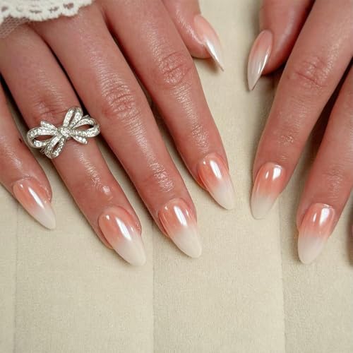 Image of Secret Lives Almond-Shaped French Manicure Press-On Nails 24-Piece Set with High-End Gradient