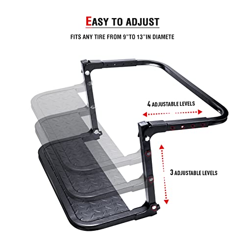Image of AA Products Universal Tire Steps for Pickup Truck, SUV and RVs Adjustable Tire Mounted Auto Step Fits Any Tire from 9' to 13', Rated up to 300 lbs
