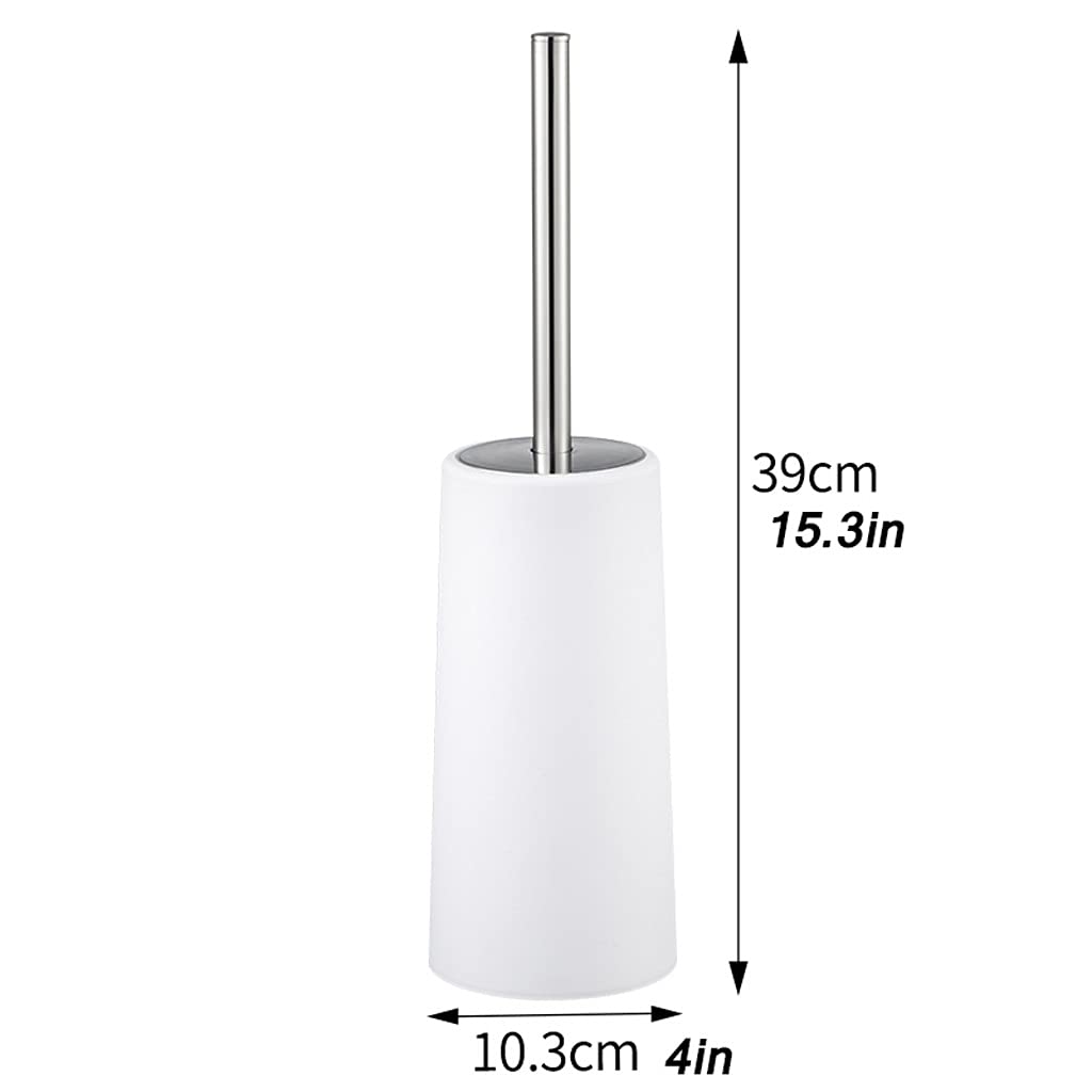 HASMI Klobürste Toilettenbürstenhalter Haushalt Kein Sackgasse WC Reinigungsbürste Badezimmer Weiches Haar Toilettenschüsselbürste Edelstahl Griff Toilettenbürsten Set Toilettenbürste (Color : Wit)
