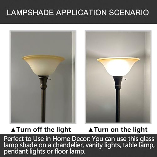 Image of Antique Glass Lamp Shade for Floor lamp, Alabaster Torchiere Lamp Shade Replacement, Floor Lamp Replacement Parts (Antique, 12'')