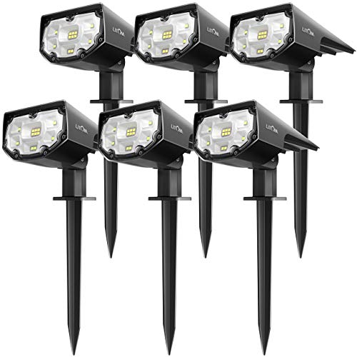 LITOM 12 LED Solar Landscape Spotlights, IP67 Waterproof Solar Powered Wall Lights 2-in-1