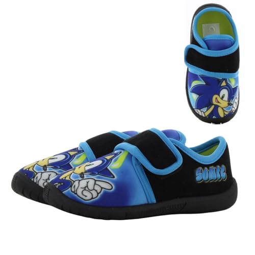 Leomil Sonic Hausschuhe Jungen Kinder Pantoffeln 33 Ideal für Kindergarten oder Zuhause Schwarz