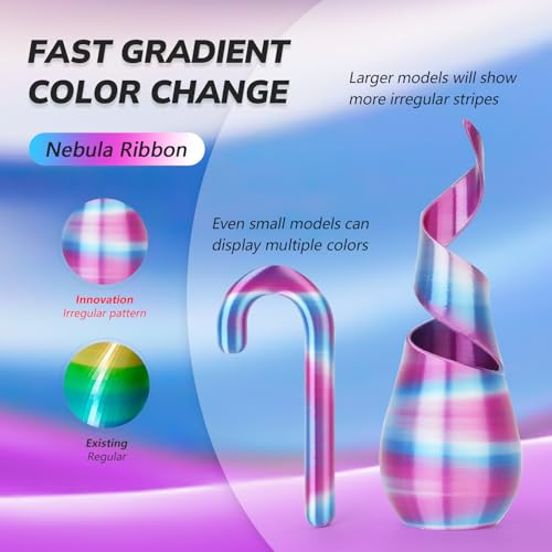 Image of AMOLEN Silk PLA 3D Printer Filament, Shiny Multicolor Rainbow PLA Filament 1.75mm, Fast Color Change PLA 3D Printing Filament for Most FDM 3D Printer, Magenta Pink Blue White, 1kg (2.2lbs)