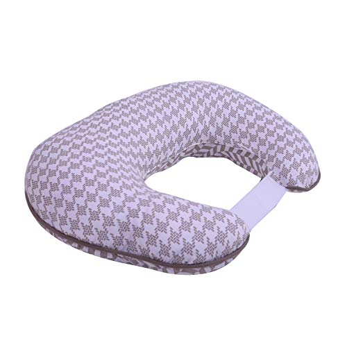 Bacati Houndstooth/Herringbone Muslin Cover Made Especially to Fill Bacati Polyfilled Nursing Pillow Insert, Grey