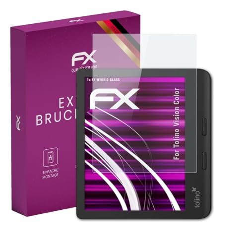 atFoliX Plastic Glass Protective Film compatible with Tolino Vision Color Glass Protector, 9H Hybrid-Glass FX Screen Protector