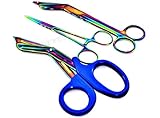 Premium Multi Titanium Lister Bandage Scissors 7.25 inch Plus Straight Hemostat Plus EMT Shears CYNAMED