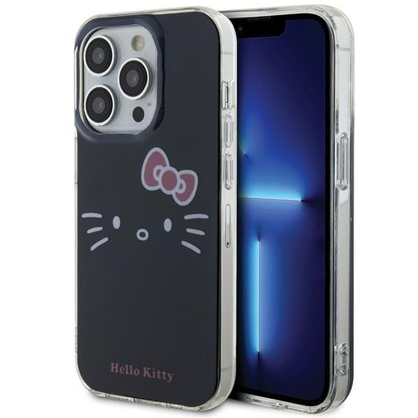 CG MOBILE Hello Kitty HKHCP14LHKHLK Coque rigide pour iPhone 14 Pro 6,1" Noir Motif visage de chatte