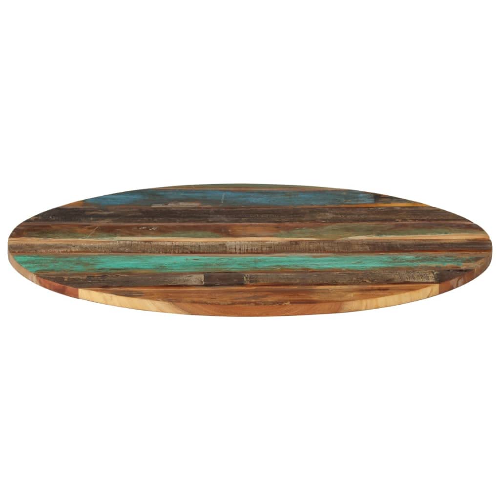 Piano Tavolo Rotondo 80 cm 15-16 mm in Legno di Recupero Multicolore,286035