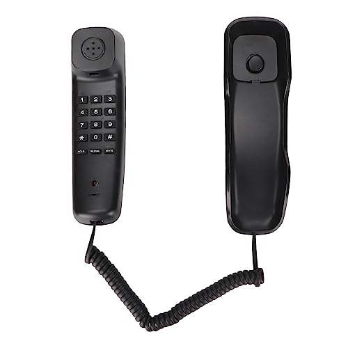 Téléphone Filaire Mural pour Hôtel de Bureau à Domicile avec Fonction de Rappel Muet (Noir)
