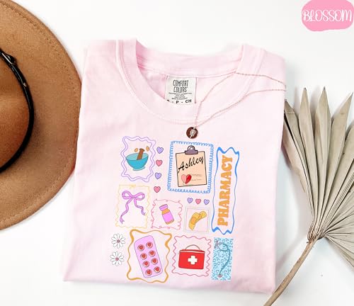 Comfort Colors® Pharmacy Shirt, Personalized Pharmacist T-Shirt with Name, Pharmacy Student Gift for Pharmacists, Techs, and Healthcare Workers Multi2