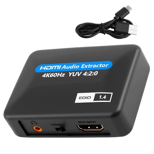 HDMI Audio Extractor Convertidor Digital a Analógico 4K Splitter 3.5mm Jack Audio Adaptador con Cable Soporte DTS/LPCM para PS3 PS4 XBox TV DVD Projectores Monitor