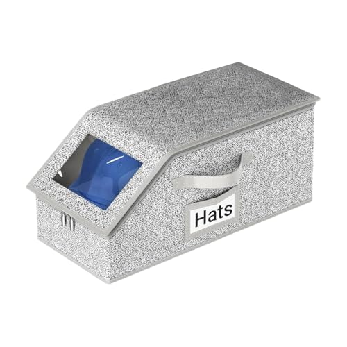 Organizador de almacenamiento de sombreros para armario – Tela Oxford con capacidad para 24 gorras de 17 x 8,7 x 6,7 pulgadas | Soporte apilable para gorra de béisbol | Contenedor de almacenamiento co
