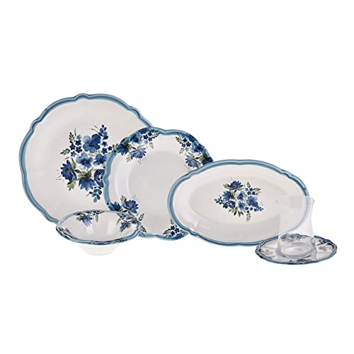 Karaca Nostalji 26-Teiliges Geschirr Set, Tafelservice, Hohe Widerstandsfähigkeit, Garantie Für Lichtechtes Design, Porenfrei, Frühstücksset, Unempfindlich Gegen Säuren, Nostalgisches Design