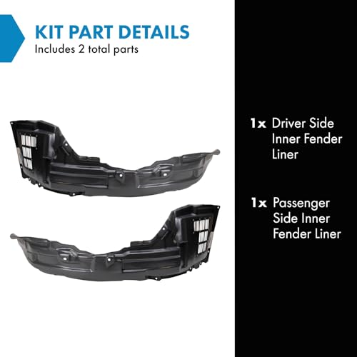 Image of TRQ Inner Fender Liner Set Compatible with 2010-2015 Mitsubishi Lancer MI1248125 MI1249131