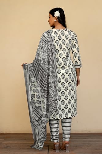 Image of MIRCHI FASHION Women's Straight Fit Pure Cotton Floral Printed Kurta Set with Dupatta and Pant