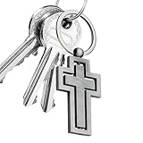 Llavero cruzado | Llaveros cristianos giratorios de 360 grados para hombres - Llaveros de Jesús, llavero de fe cristiana, colgante cristiano de pareja, regalo de cumpleaños para amigo, Color plomo