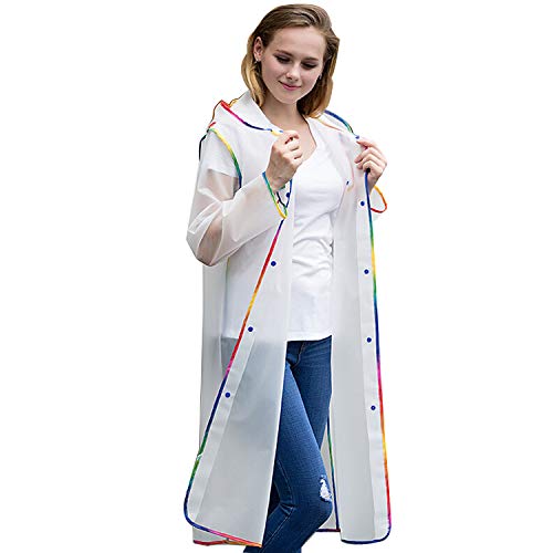 MarquisJacobs Damen Transparent Regenponcho Regenumhang Motorad Regenmantel Regenjacke aus Eva wasserdichte Trenchcoat Parka Regenkleidung Raincoat Regencape Weiß XL Cover