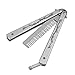 XBC Tech Cuchillo De Mariposa de Hoja de Acero Inoxidable de la práctica de formación unsharpened Peine Navaja Mariposa Balisong para Entrenamiento (Plateado)