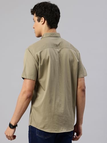 Image of Majestic Man Slim Fit Pure Cotton Half Sleeve Solid Casual Shirt