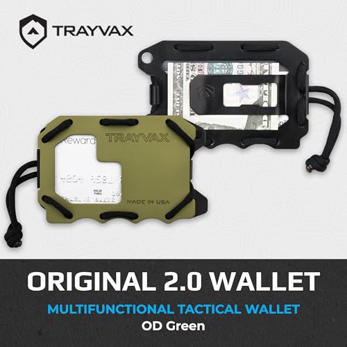 Trayvax Original 2.0 Wallet, RFID Front Pocket Tactical Metal Credit Card Holder with Money Clip, Slim Minimalist Wallet for Men and Women, OD Green2