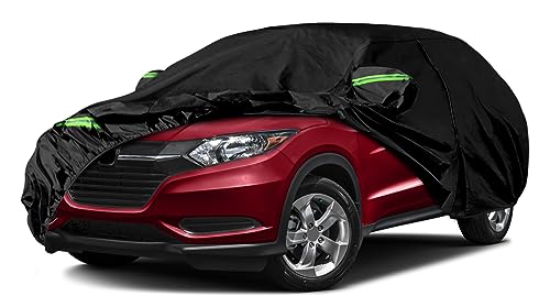 Image of Waterproof Car Cover Compatible with Honda HR-V 2015-2025, Black 210T Inside Cotton Cover with Door Zippers for Snow Rain Dust Outdoor Protection