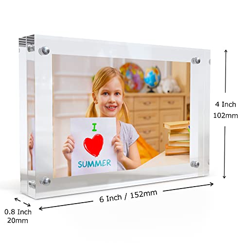 Mira-K Acrylic Picture Frame 4 X 6 With Magnetic Closure | Crystal Memories | Double Sided Frameless Lucite Photo Frame For Tabletop | Decorative Keepsake Display For Tickets, Postcards And Awards #TOP1