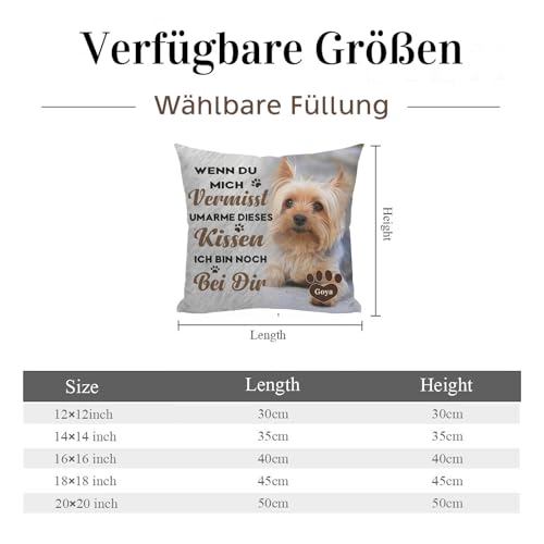 Alienc Personalisierbares Gedenkkissen für Hund oder Katze – Erinnerungs-Geschenk bei Verlust eines Haustiers – Optional mit Füllung – Personalisiertes Trauerkissen